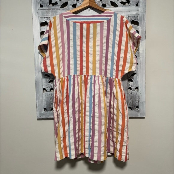 Roller Rabbit Nattie Caftan Rainbow Striped Cotton Tunic Dress Swim Cover - Picture 2 of 6